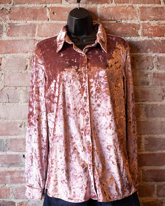 L1373 - Gil Ladies Crushed Velvet Western Shirt